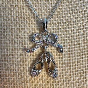 NWT Ballet On Point Silver Ballet Shoes Pendant Necklace